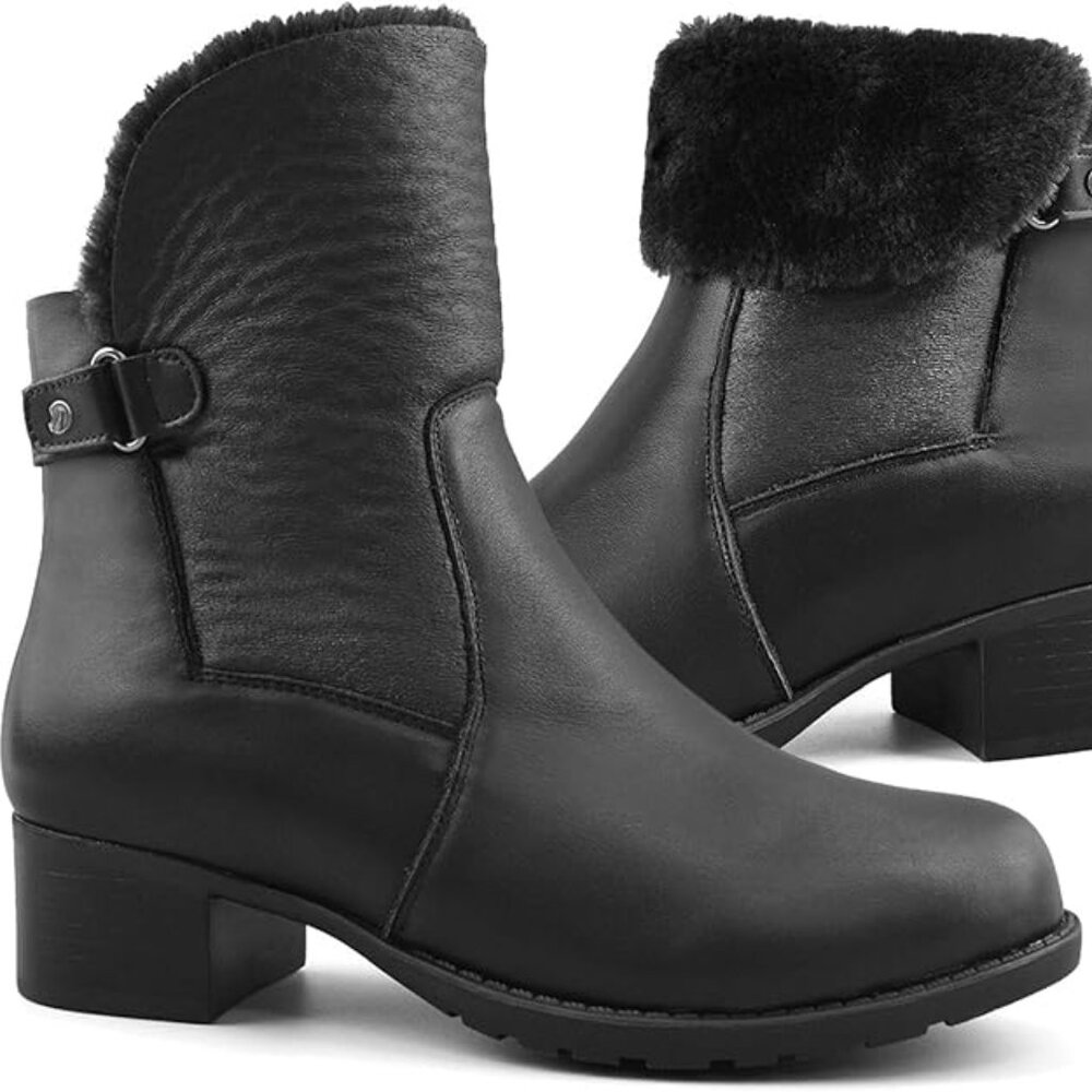 Comfy  Women's Fur Lined Leather Winter Boots Paris